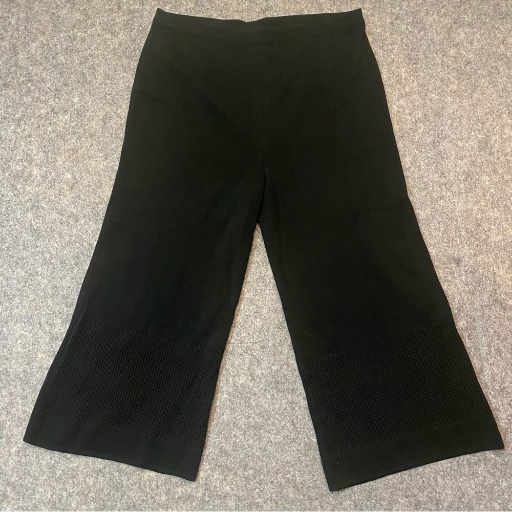 Ming Wang‎ Pants Womens XL Black Capri Wide Leg Pull On Stretch Comfy Casual